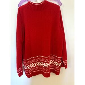 Vintage Red 100% Acrylic Floral Sweater Large